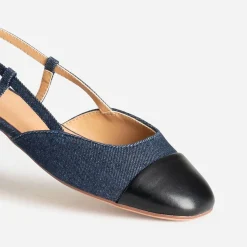 Eram Ballerines^Ballerine slingback bleu denim brut bout noir MARINE