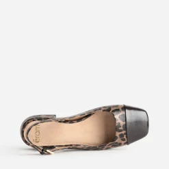 Eram Ballerines^Ballerine slingback marron motif léopard IMPRIME