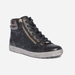 Caprice Baskets^Basket e en cuir effet python NOIR