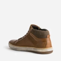 Eram Baskets/Tennis^Basket cuir empiècement textile COGNAC