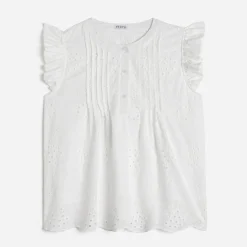 Texto T-Shirts^Blouse he broderies anglaises BLANC