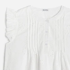 Texto T-Shirts^Blouse he broderies anglaises BLANC