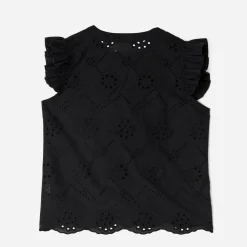 Texto T-Shirts^Blouse e broderies anglaises NOIR
