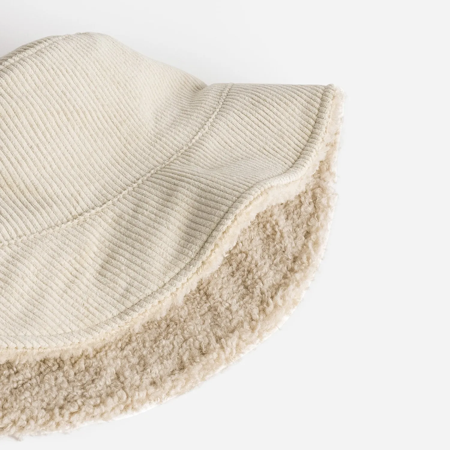 Texto Chapeaux, Bonnets & Casquettes^Bob réversible velours et Sherpa écru BEIGE