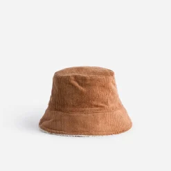 Texto Chapeaux, Bonnets & Casquettes^Bob réversible velours camel et Sherpa écru MARRON