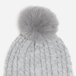 Eram Chapeaux, Bonnets & Casquettes^Bonnet tricot à torsades et pompon GRIS