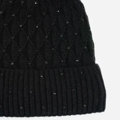 Texto Chapeaux, Bonnets & Casquettes^Bonnet tricot brodé strass s NOIR