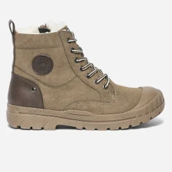 Buggy Chaussures Montantes^Boots à lacet taupe suédé et fourré MARRON