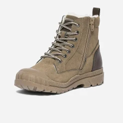 Buggy Chaussures Montantes^Boots à lacet taupe suédé et fourré MARRON