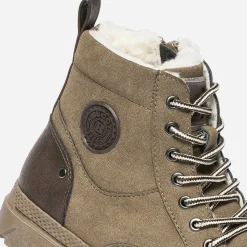 Buggy Chaussures Montantes^Boots à lacet taupe suédé et fourré MARRON