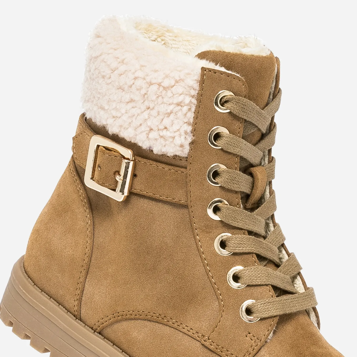 Eram Boots^Boots à lacet fourré CAMEL