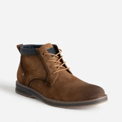 Eram Boots^Boots à lacet suédé enmbossé CAMEL