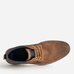 Eram Boots^Boots à lacet suédé enmbossé CAMEL