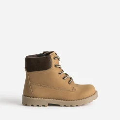 Buggy Chaussures Montantes^Boots à lacet éco-conçu camel cuir nubuck bord textile marron COGNAC