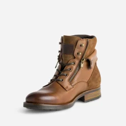 Eram Boots^Boots à lacet cuir à revers COGNAC