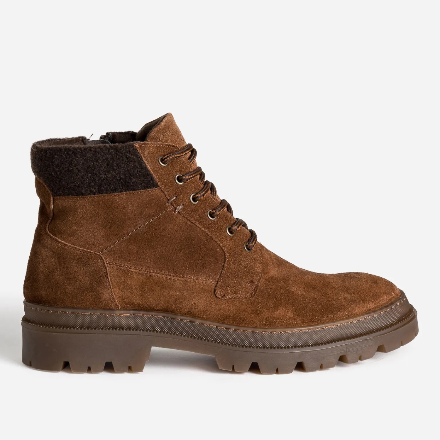 Eram Boots^Boots à lacet cuir velours COGNAC