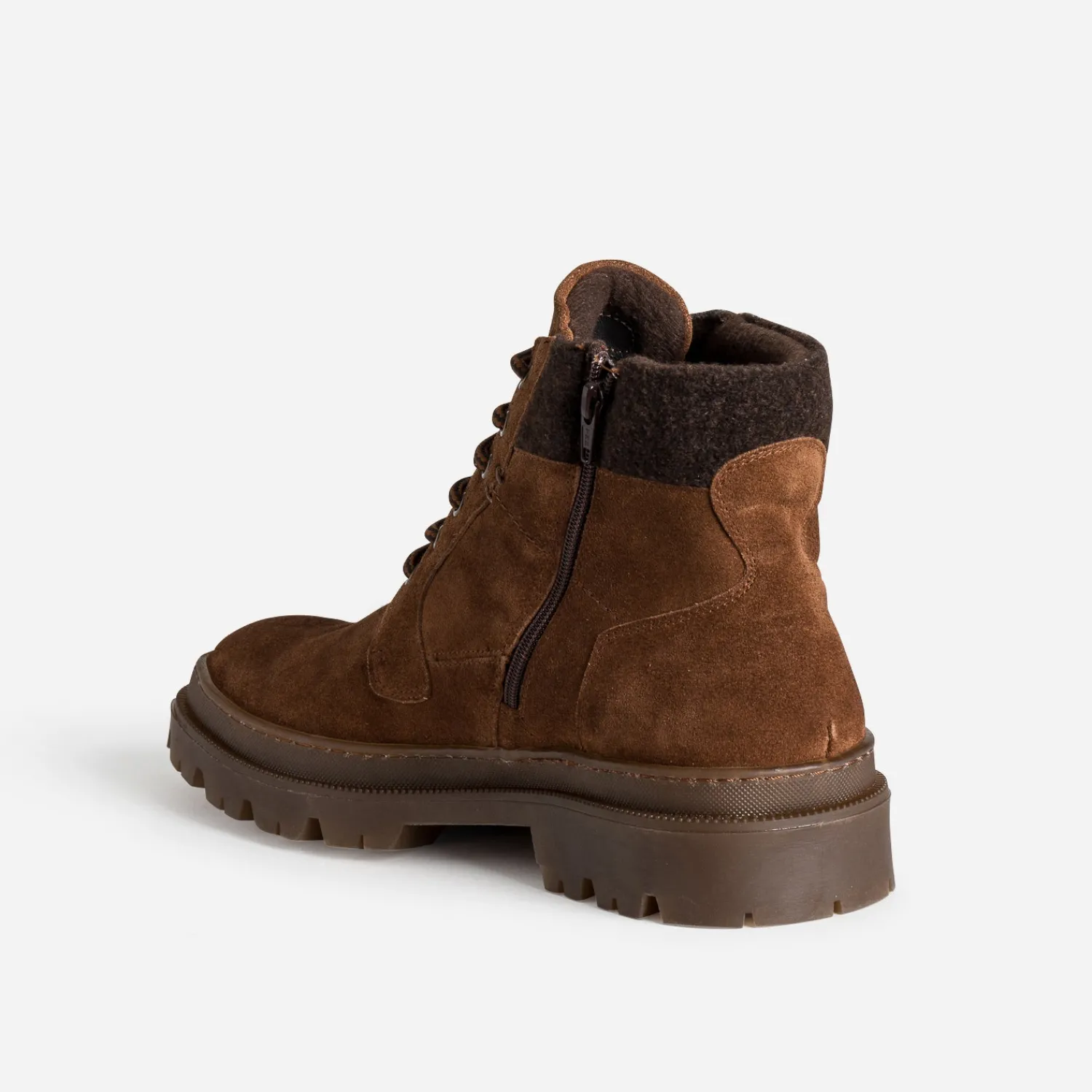 Eram Boots^Boots à lacet cuir velours COGNAC