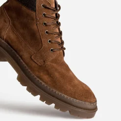 Eram Boots^Boots à lacet cuir velours COGNAC