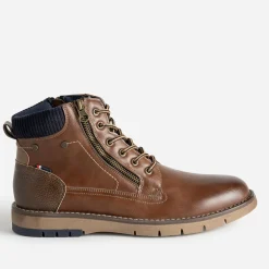 Eram Boots^Boots à lacet double zip COGNAC
