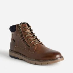 Eram Boots^Boots à lacet double zip COGNAC