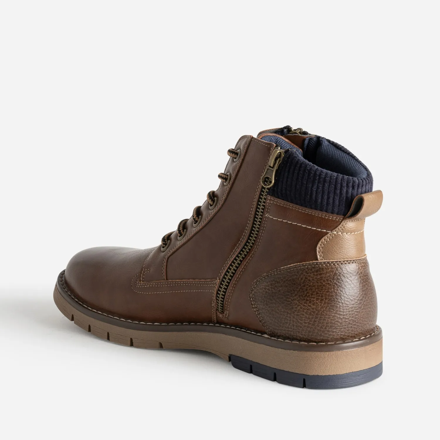 Eram Boots^Boots à lacet double zip COGNAC