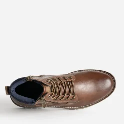 Eram Boots^Boots à lacet double zip COGNAC