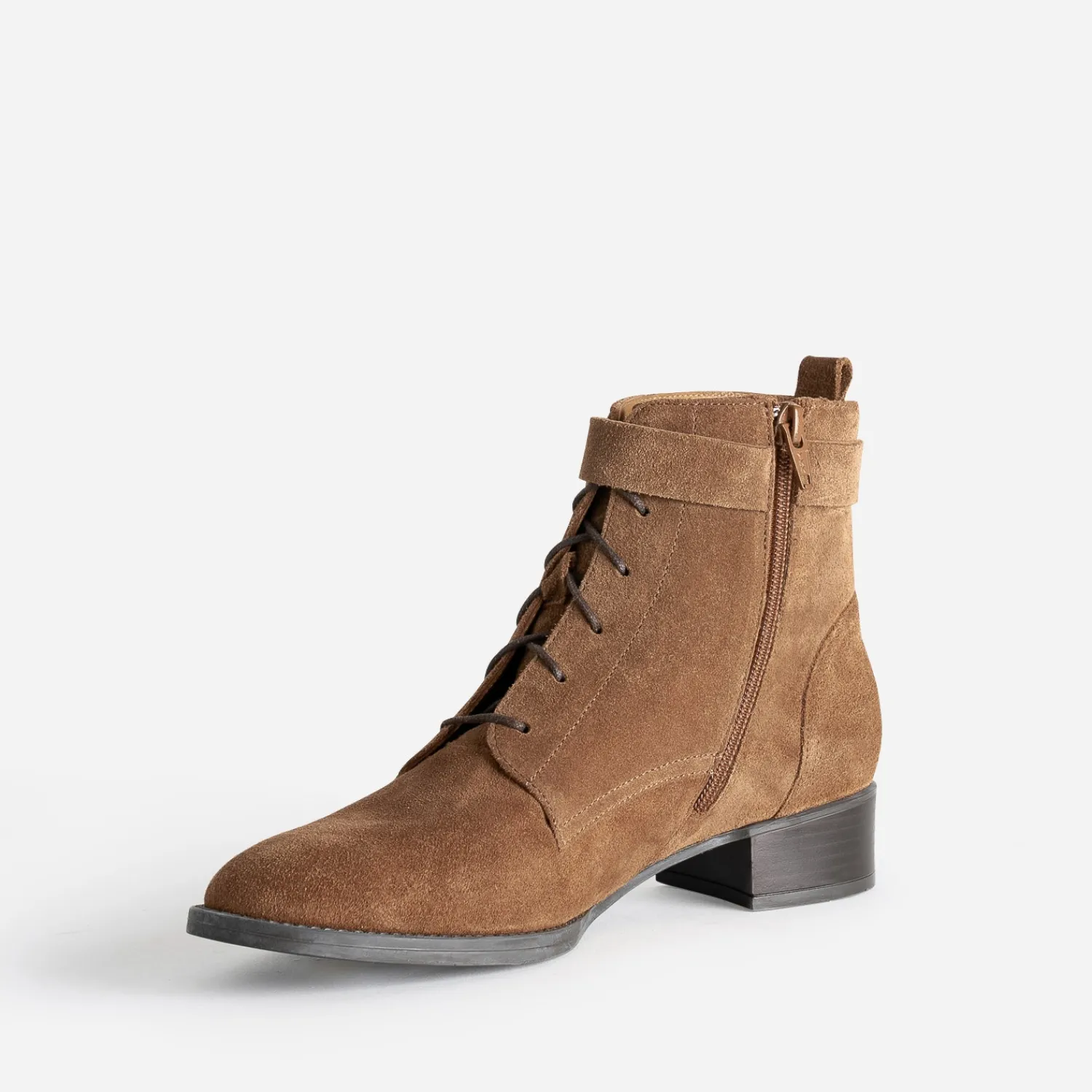 Eram Flex Boots^Boots à lacet cuir velours CAMEL