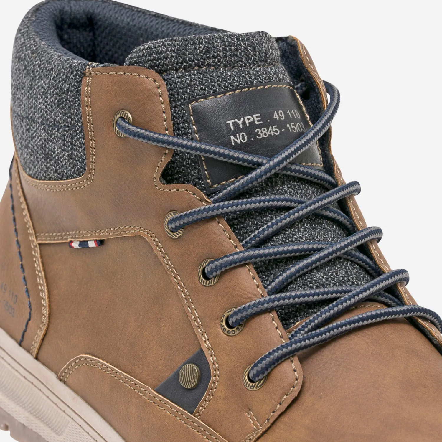 Eram Boots|Baskets/Tennis^Boots à lacet avec col textile MARRON