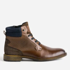 Eram Boots^Boots à lacet bi-matière MARRON