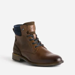 Eram Boots^Boots à lacet bi-matière MARRON