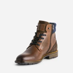 Eram Boots^Boots à lacet bi-matière MARRON