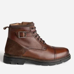Eram Boots^Boots à lacet marron cuir décor bride COGNAC