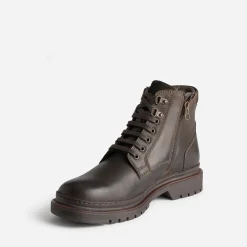 Eram Boots^Boots à lacet en cuir à semelle cranté MARRON