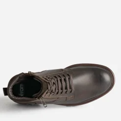 Eram Boots^Boots à lacet en cuir à semelle cranté MARRON
