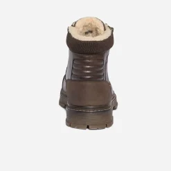 Eram Boots^Boots à lacet en cuir fourré MARRON