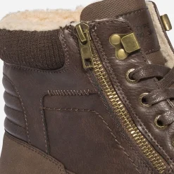 Eram Boots^Boots à lacet en cuir fourré MARRON