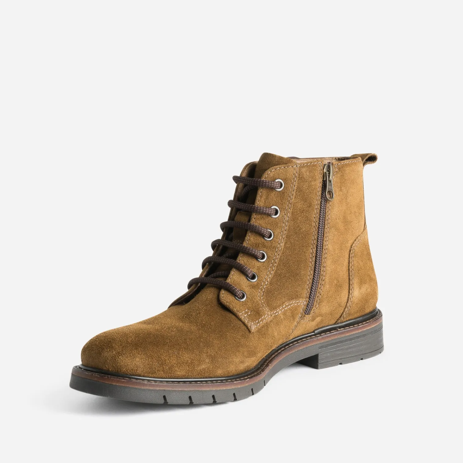 Eram Boots^Boots à lacet en cuir velours MARRON
