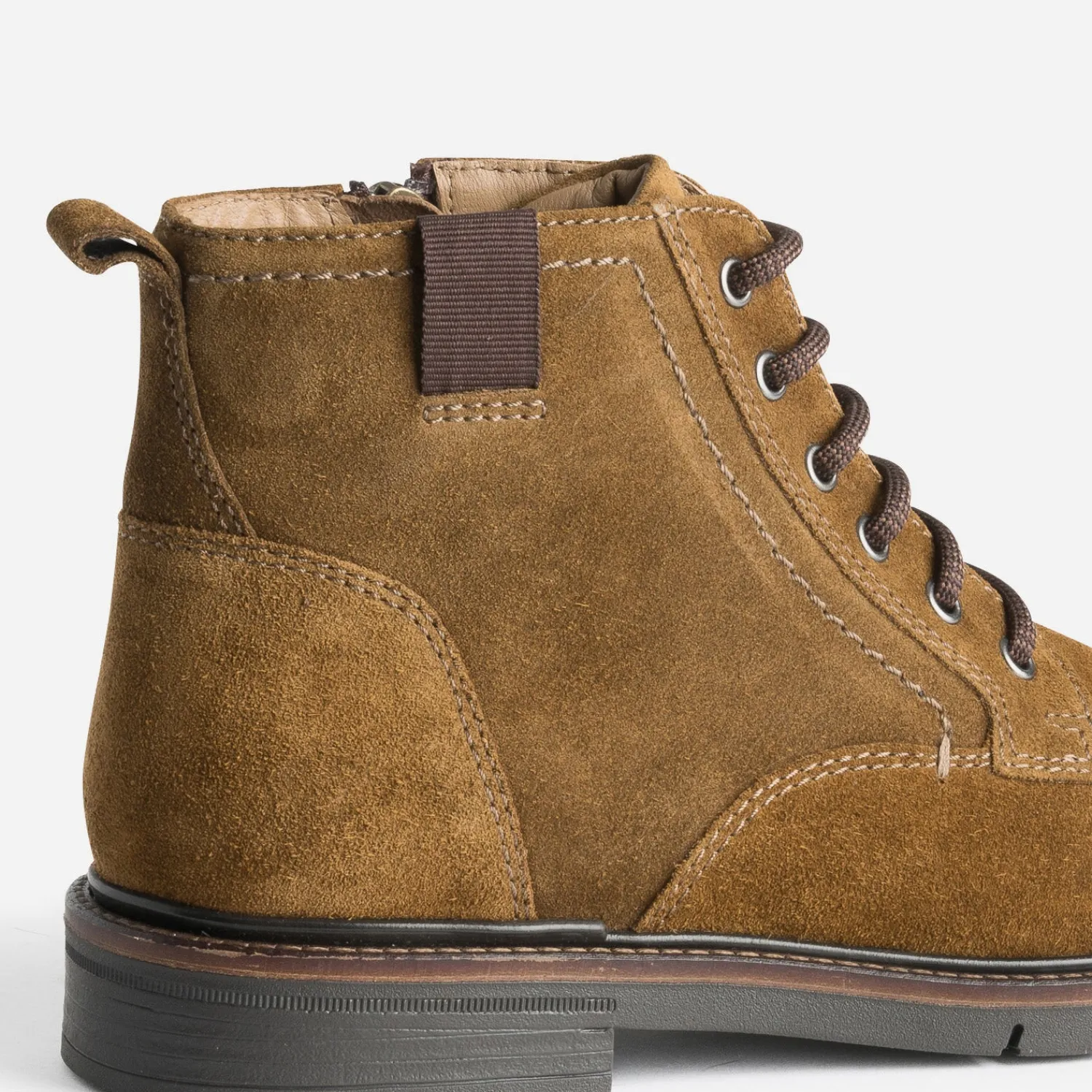 Eram Boots^Boots à lacet en cuir velours MARRON