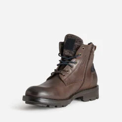 Eram Boots^Boots à lacet en cuir détails chinés MARRON