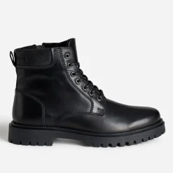 Eram Boots^Boots à lacet cranté en cuir NOIR