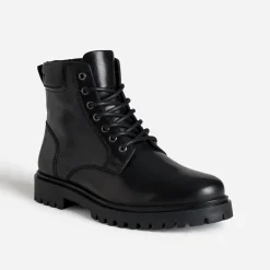 Eram Boots^Boots à lacet cranté en cuir NOIR