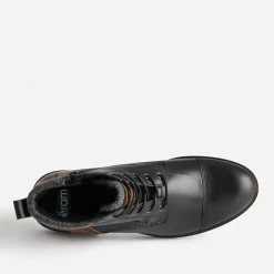 Eram Boots^Boots à lacet et cognac en cuir NOIR
