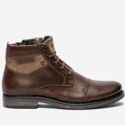 Redskins Boots^Boots à lacet marron en cuir COGNAC