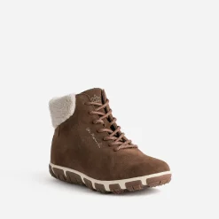Tbs Baskets^Boots à lacet camel en cuir velours fourré COGNAC