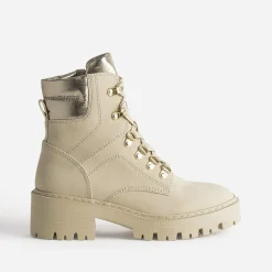 Texto Boots^Boots à lacet à col métallisé BEIGE