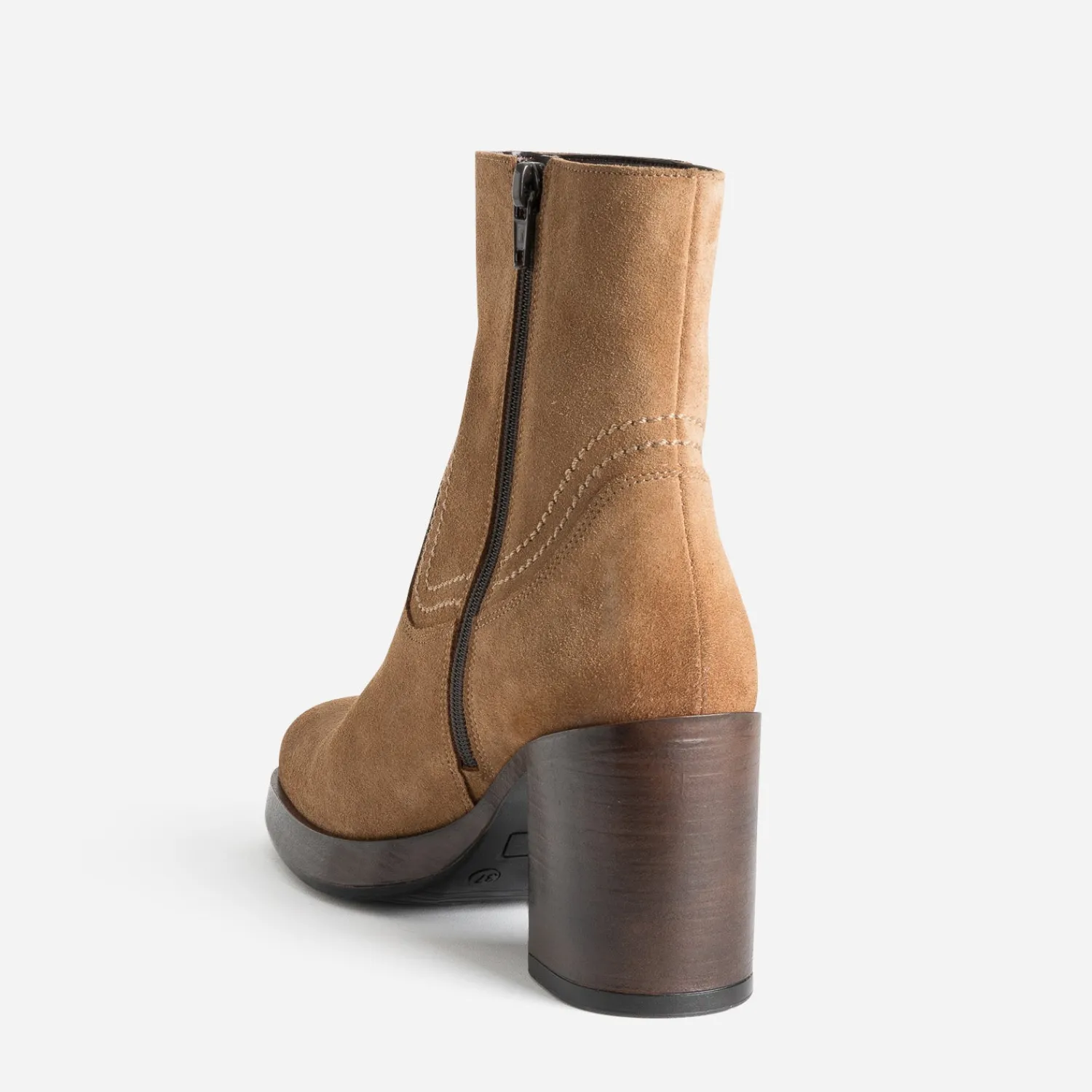 Eram Boots^Boots à talon en cuir velours CAMEL