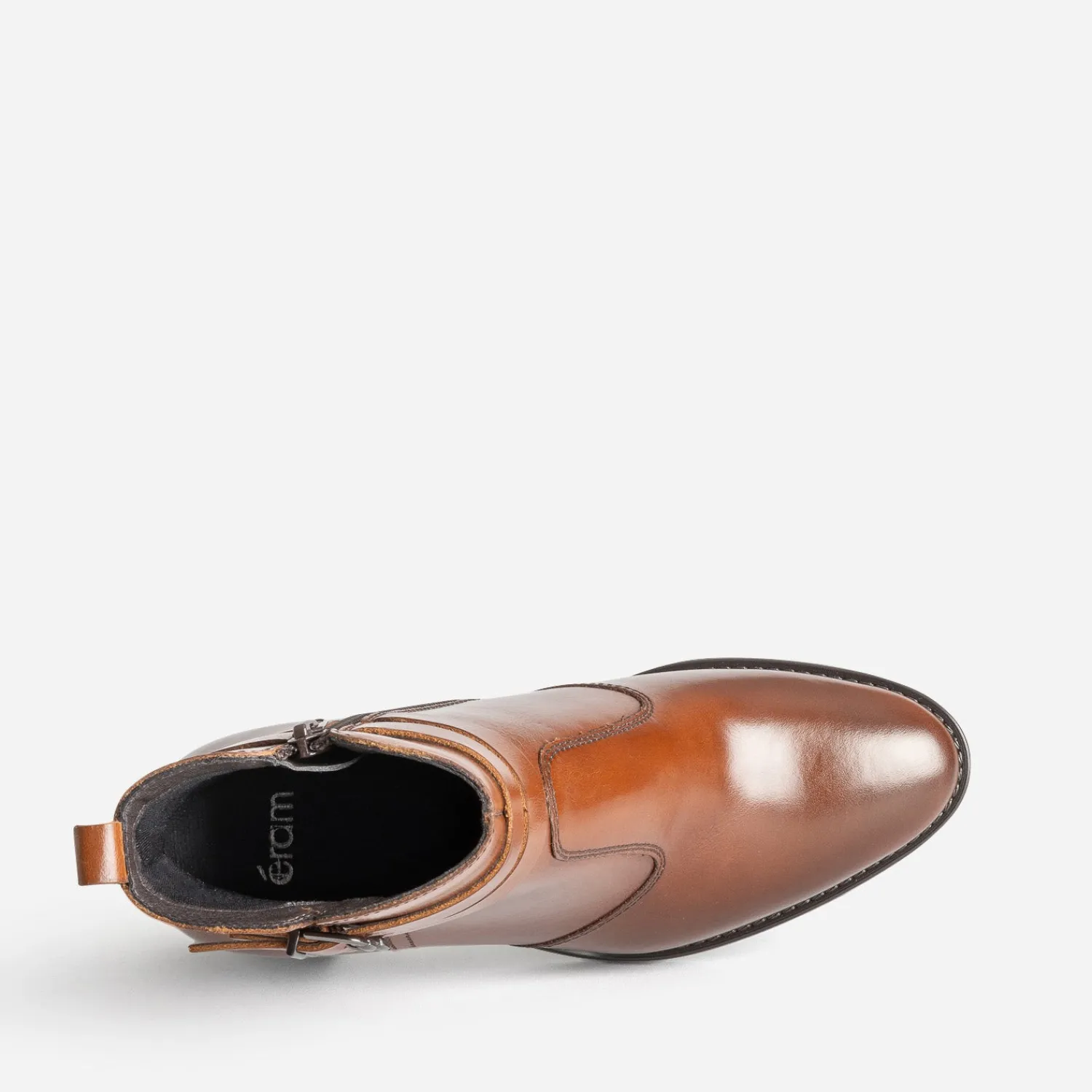 Eram Boots^Boots à talon en cuir avec double bride COGNAC