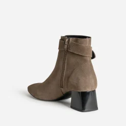 Eram Boots^Boots à talon taupe cuir velours GRIS