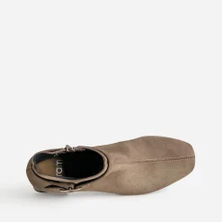 Eram Boots^Boots à talon taupe cuir velours GRIS