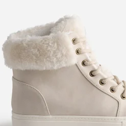 Eram Baskets^Boots beige clair fourrée ECRU